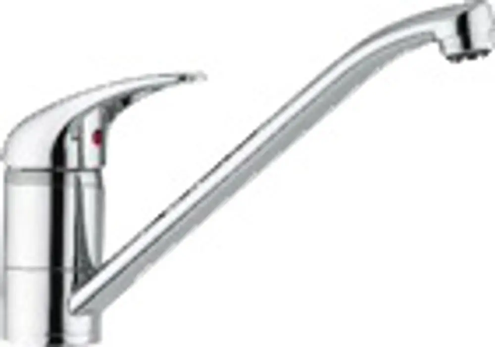 Einhebel-Küchenarmatur in modernem Design mit verchromter Oberfläche, produziert von Bosch. Der lange Auslauf ermöglicht vielseitige Nutzung in der Küche.